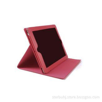 Customized Foldable Red Leather iPad Cases / Apple iPad 2 C